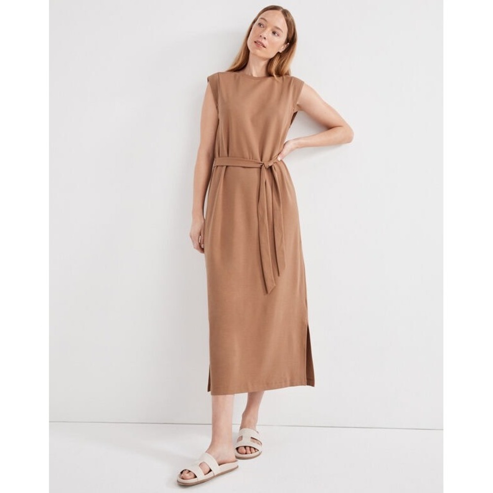 Haven Well Within Minimalist Lagom Scandi Organic Cotton Midi Dress Brown XXL